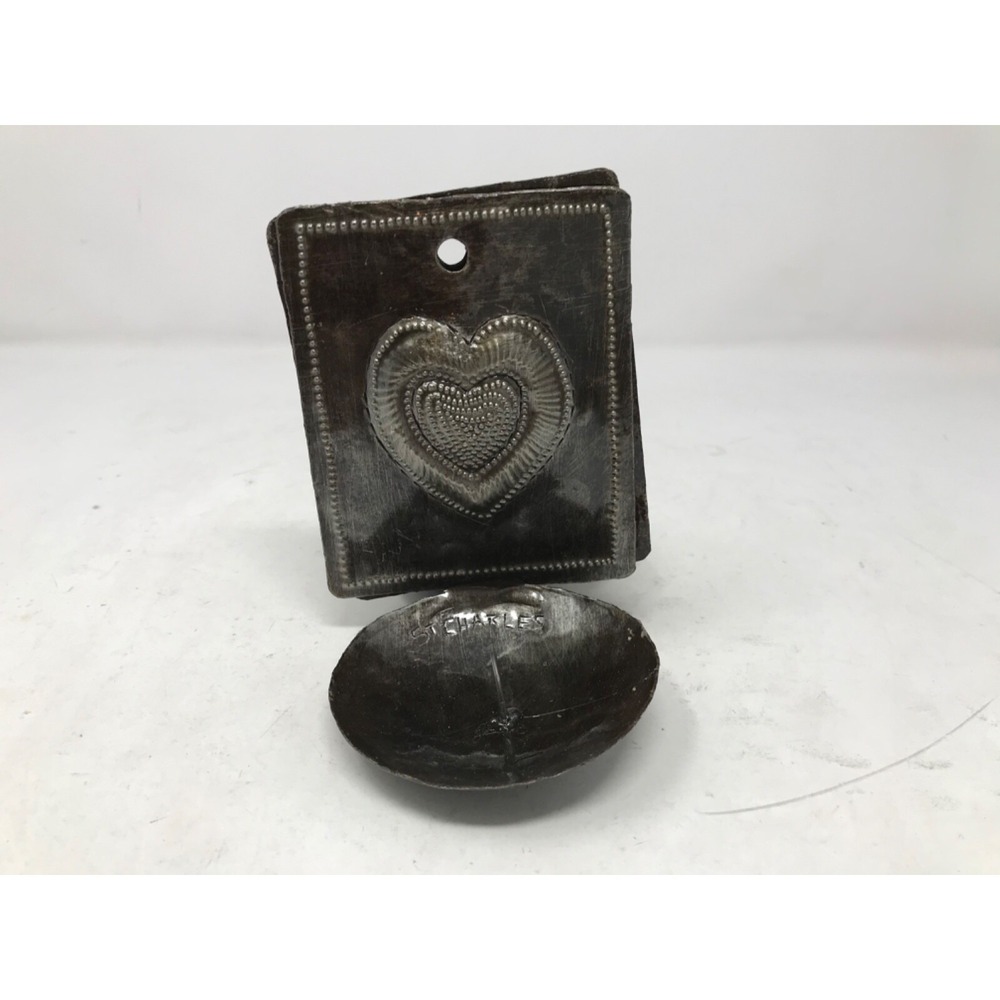New St. Charles set of 2 candle 5" Heart themed mismatched Wall Sconces Copper - Picture 4 of 7